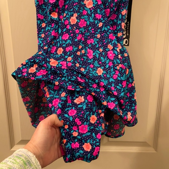 NWT gabar Swimsuit One Piece with Skirt Navy Pink Peach floral print WM SZ 10 🩱 - Picture 4 of 14